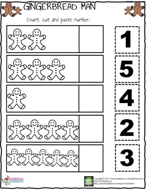 Gingerbread Activities Preschool, Gingerbread Worksheets, Gingerbread Math Activities, Gingerbread Man Preschool, Preschool Christmas Worksheets, Preschool Winter Worksheets, Gingerbread Numbers, Gingerbread Math, Gingerbread Man Coloring Page