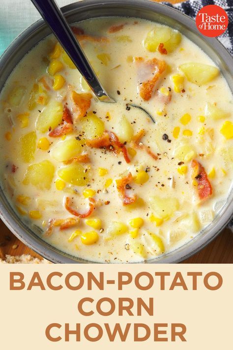 Bacon Potato Corn Chowder, Corn Chowder Soup, Bacon Corn Chowder, Potato Corn Chowder, Slow Cooker Potatoes, Soups And Chowders, Bacon Potato, Chowder Soup, Cooking Soup