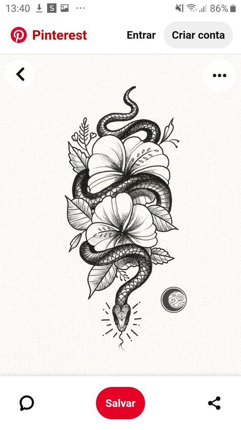 Hibiscus Snake Tattoo, Rose Tattoo For Women, Snake Tattoos, Cover Up Ideas, Desenho Tattoo, Snake Tattoo, Rose Tattoos, Tattoo Idea, Snakes