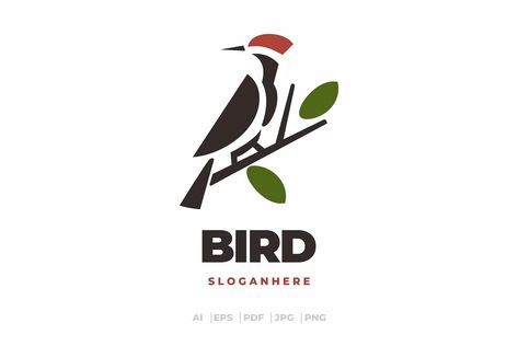 Woodpecker Logo, Branding Business, Business Company, Best Logo Design, Logo Design Template, Animal Logo, Get It Now, Marketing Materials, Premium Design