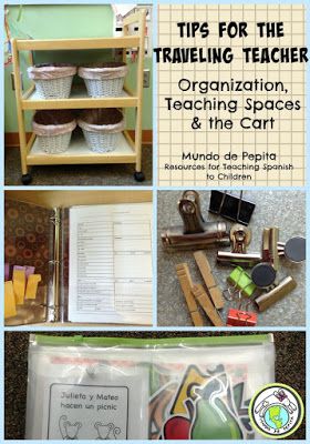 Tips for the traveling foreign language teacher Teaching From A Cart, Temporary Classroom, Itinerant Teacher, Mobile Classroom, Cart Organization, Teacher Cart, Spanish Tips, Art On A Cart, Student Info