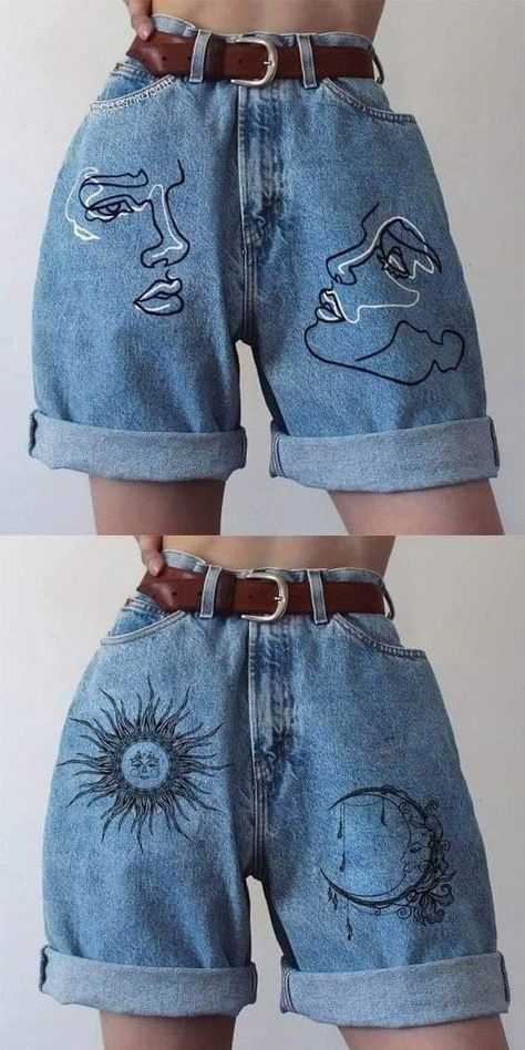 Custom Jeans Diy, Painted Clothes Diy, Clothes Embroidery Diy, Estilo Hippie, Diy Clothes Design, Painted Denim, Painted Clothes, Jeans Diy, Wedding Guest Outfit Summer