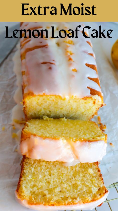 Easy and Moist Lemon Loaf Cake Citrus Loaf Cake, Homemade Lemon Pound Cake With Glaze, Lemon Cake For Two, Quick Lemon Cake, Moist Lemon Loaf Cake, Moist Sweet Bread Recipe, Lemon Cake Loaf Recipe, Loaf Ideas Baking, Moist Lemon Loaf Recipe