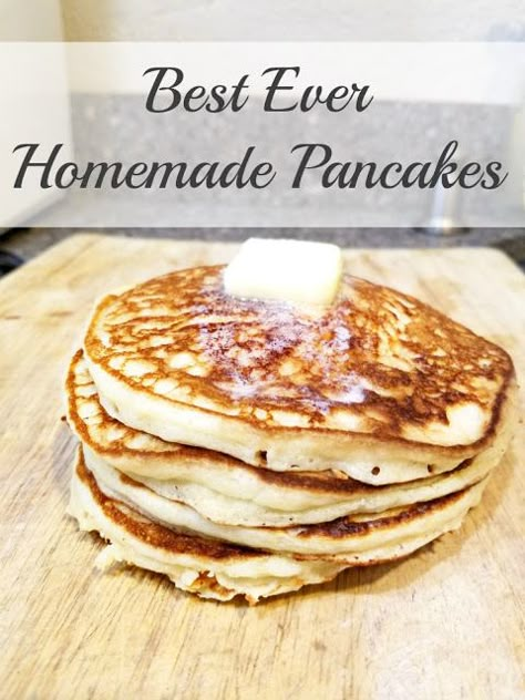 Best ever homemade pancakes recipe!! Make these amazing from-scratch pancakes for your family!! Thick Pancakes, Easy Homemade Pancake Recipe, Pancakes Homemade, Best Homemade Pancakes, Recipe Pancakes, Vanilla Pancakes, Easy Homemade Pancakes, Homemade Pancake Mix, Pancake Mix Recipe