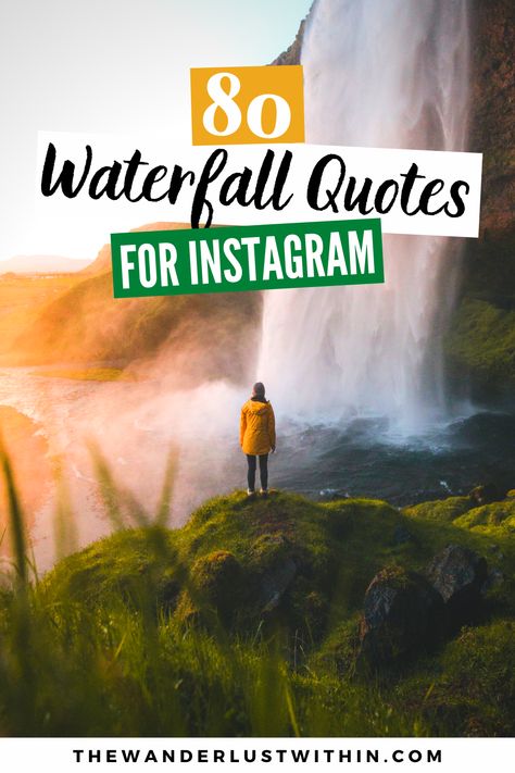 Looking for waterfall quotes or the perfect waterfall captions for Instagram? Here are 80 of the most beautiful, inspiring, and funny quotes about waterfalls  #waterfalls   | waterfall quotes instagram | waterfall quotes nature | waterfall quotes adventure | waterfall quotes funny | waterfall quotes life | waterfall quotes nature life | waterfall quotes nature beautiful | inspirational waterfall quotes | chasing waterfalls quotes | waterfall captions | waterfall captions instagram Waterfall Captions Instagram Short, Chasing Waterfalls Quotes, Waterfall Puns, Waterfall Captions Instagram, Waterfall Quotes Nature, Waterfall Captions, Waterfall Quotes, Travel Quotes Short, Travel Quotes Instagram