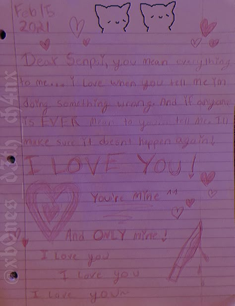 Male Yandere Love Letters, Yandere Love Notes, Obsessive Love Letters, Yandere Wallpaper Aesthetic, Yandere Letter, Yandere Love Letter, Yancore Aesthetic, Obsessive Love Art, Love Sick Yandere