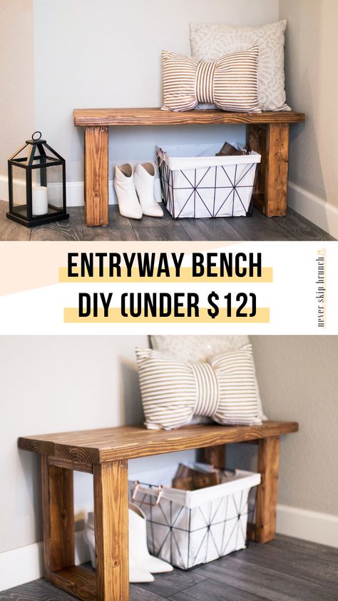 Entryway Bench Decor, Diy Entryway Bench, Koti Diy, Entryway Benches, Entry Bench, Diy Entryway, Bench Diy, Modern Entryway, Bench Decor