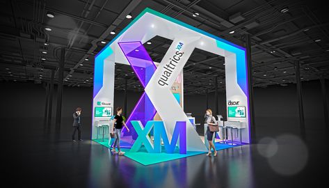 Qualtrics XM on Behance Game Booth, Small Booth, Conference Branding, Event Booth Design, Show Booth Design, Exhibit Ideas, Booth Exhibition, Event Booth, Trade Show Booth Design