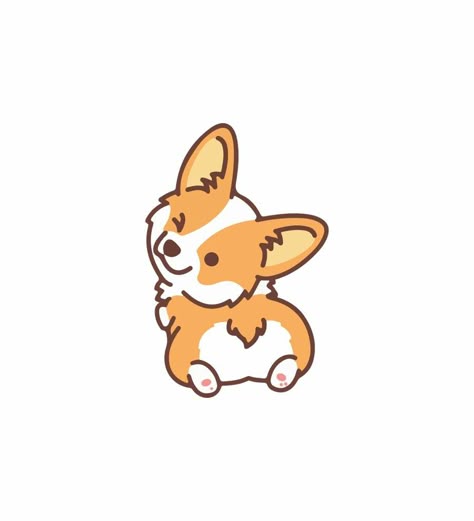 Corgi Cartoon, Tattoo Elements, Paw Print Art, Corgi Drawing, Baby Corgi, Punch Needle Art, Pins Ideas, Cute Easy Doodles, Mobile App Design Inspiration