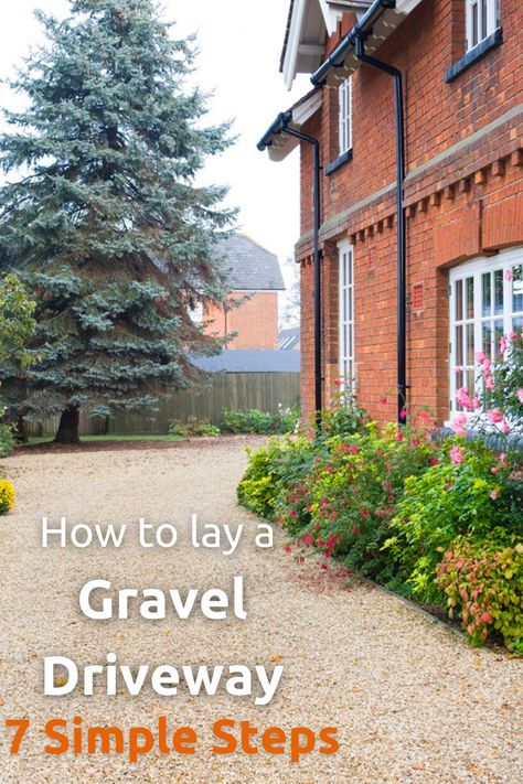 How To Gravel Driveway, Gravel In Front Of House, Cottage Gravel Driveway, Beautiful Gravel Driveway, Shingle Driveway Ideas, Cottage Garden Driveway, Gravel Driveway Landscaping Ideas, Driveway Alternatives Cheap, Driveway On A Budget