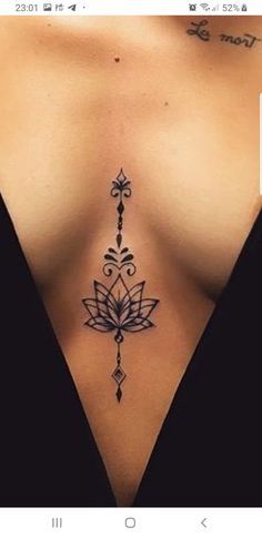 Sternum To Belly Button Tattoo, Mystic Tattoos For Women, Sternum Tatoos Woman, Small Belly Tattoo, Lotus Sternum Tattoo Women, Tattoos For Women Sternum, Woman Sternum Tattoo, Sternum Lotus Tattoo, Tiny Sternum Tattoo