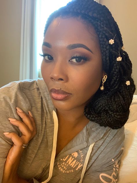 Braids Styling Ideas For Wedding, Bridesmaid Hairstyles Braids Black Women, Vintage Braids Hairstyles, Elegant Box Braid Styles Updo, Elegant Braid Hairstyles For Black Women, Braided Updo Wedding African American, Box Braids Styles For Wedding, Bridesmaid Braids Hairstyles, Black Bride Hairstyles Braids