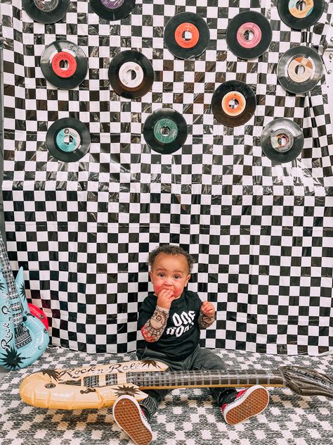 Old School 1st Birthday Party, World Tour Birthday Theme, Punk Rock 1st Birthday, Rocking First Birthday, First Birthday Concert Theme, First Tour Birthday, Metallica One Birthday, Rocking One Birthday Theme, Music Themed One Year Old Birthday