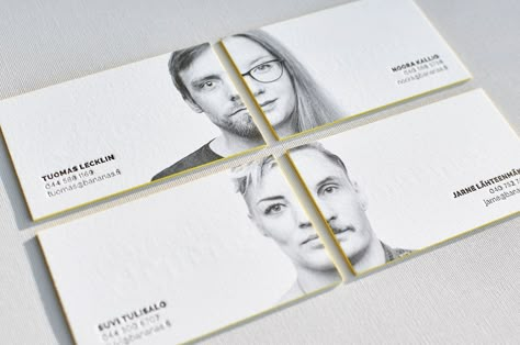 For us business cards with portraits always looked quite strange, until Finnish design company found great solution to make such card really stylish! Visit Card, Graphic Design Business Card, Name Card Design, Letterpress Business Cards, Photography Business Cards, Business Card Inspiration, Business Card Ideas, Graphic Design Business, 카드 디자인