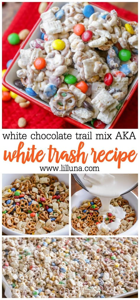 Trash Recipe, White Chocolate Chex Mix, Chocolate Chex Mix, Sweet Appetizers, Puppy Chow Chex Mix Recipe, Chocolate Trail Mix, Chex Mix Puppy Chow, Chocolate Chex, Trash Party