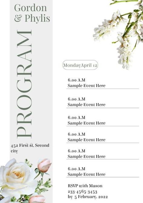 Wedding Programs Template Free Download, Program Of Events Design, Event Program Design Layout Ideas, Event Programme Design, Wedding Promotion Design, Tentative Program Design, Programme Design Layout, Program Schedule Design, Graduation Program Design