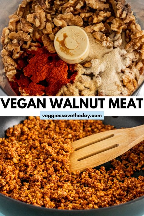 Vegan Walnut Meat, Walnut Meat, Vegan Meat Recipe, Vegan Ground Beef, Meat Replacement, Recipes Chili, Cake Pizza, Walnut Recipes, Vegan Meat