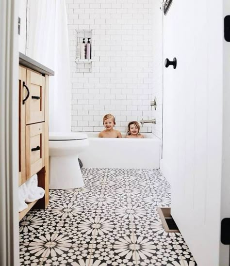 Our Kids' Bathroom Renovation Inspiration | M Loves M Design Interior Baie, Makeover Kamar Mandi, Floral Bathroom, Mosaic Bathroom, Small Bathroom Makeover, Bad Inspiration, Decor Baie, Girls Bathroom, Bathroom Floor Tiles