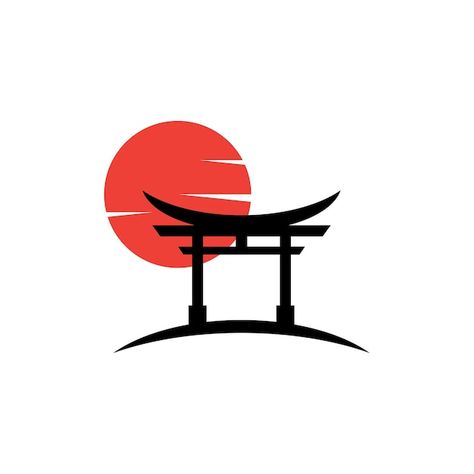 Japan Vector Illustration, Tori Gate Tattoo Design, Torri Gate Tattoo, Gate Tattoo Design, Torii Gate Illustration, Tori Gate Tattoo, Torii Gate Tattoo, Shrine Tattoo, Japan Logo Design