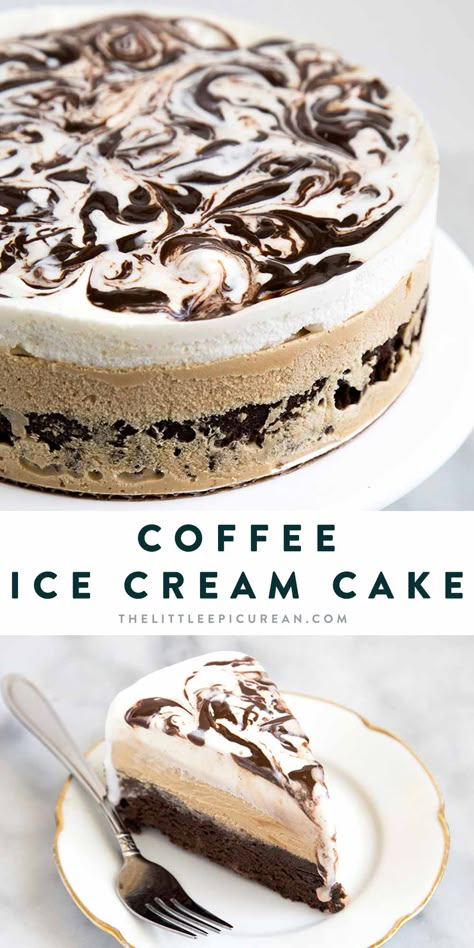 Coffee Ice Cream Cake - The Little Epicurean Coffee Ice Cream Cake, Ice Cream Cake Recipe, Food Habits, Brownie Desserts, Ice Cream Cakes, Coffee Ice, Swedish Meatballs, Cream Cakes, Coffee Ice Cream