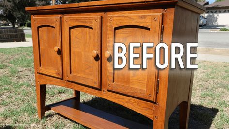 How to Update Old Furniture Buffet Makeover Diy, Diy Sideboard Buffet, Refinished Sideboard, Before And After Furniture Makeover, Vintage Buffet Makeover, Update Old Furniture, Refinished Buffet, Diy Old Furniture Makeover, Sideboard Makeover