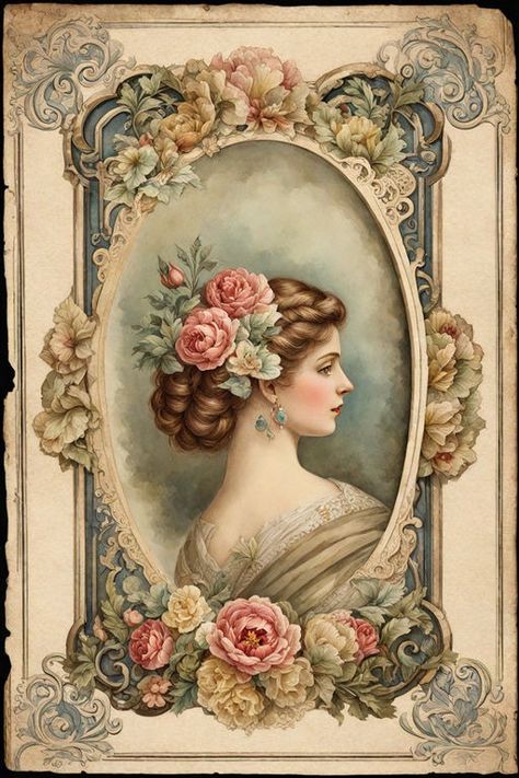 Vintage Victorian carte de visite album page by Gatekeeper - Playground Images Victoriennes, Harrison Fisher, Era Victoria, Vintage Foto's, Free Vintage Printables, Art Fabric, Decoupage Vintage, Illustration Vintage, Victorian Art