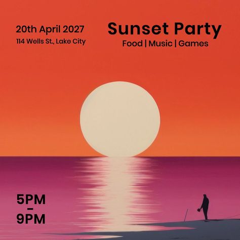 Sunrise Poster Design, Backyard Concert, Aperitivo Bar, Minimal Template, Sunset Party, Nice Designs, Rooftop Party, Sunset Session, Summer Backyard