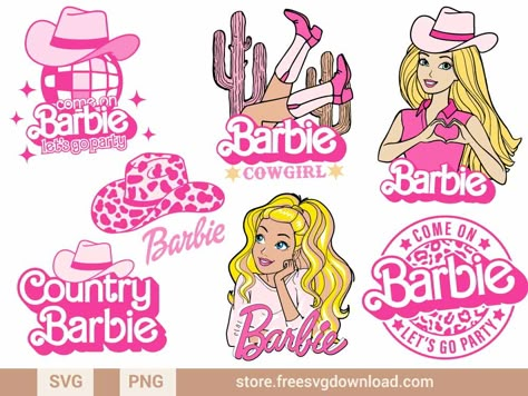 Cowgirl Barbie SVG Bundle (FSD-J59) - Store Free SVG Download Barbie Cowgirl Party, Barbie Head Logo, Cowboy Barbie, Barbie Cowboy, Barbie Svg, Shoes Svg, Cowgirl Barbie, Barbie Cowgirl, Barbie Head