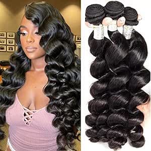 Loose Deep Wave 3 Bundles 12A Grade Brazilian Hair Bundles 100% Unprocessed Weave Bundles Human Hair Extensions Side Part Bombshell Curls, Loose Deep Wave Weave Sew Ins, Loose Wave Sew In, Loose Wave Weave, Black And Blonde Ombre, Loose Wave Bundles, Deep Wave Brazilian Hair, Black Wedding Hairstyles, Loose Deep Wave