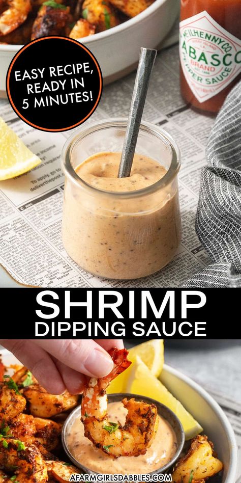 This easy Shrimp Dipping Sauce recipe is a quick, flavorful condiment for all your favorite shrimp, fish and seafood. A riff on Louisiana-style remoulade, the sauce is creamy and perfectly spiced, and features a squeeze of fresh, bright lemon juice! Shrimp Roumalade Sauce, Grilled Shrimp Sauce, Sauce For Fish Sticks, Scallop Dipping Sauce, Grilled Shrimp Dipping Sauce, Seafood Sauce Dip, Sauce For Shrimp Burgers, Shrimp Remoulade Sauce, Fish Cake Sauce