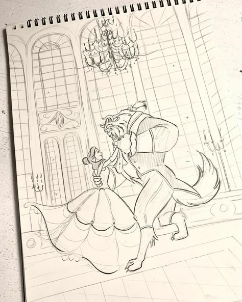 Beauty And The Beast Drawing, Beast Drawing, Disney Movie Art, Belle And Beast, Disney Drawings Sketches, Disney Princess Artwork, Disney Art Drawings, Drawing Cartoon Characters, Meaningful Drawings