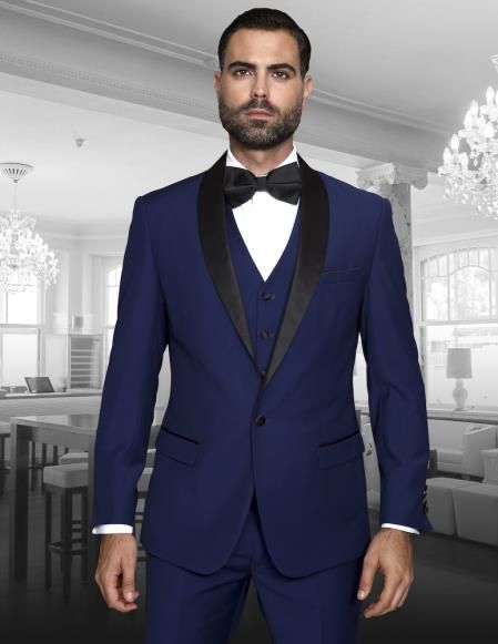 Royal Blue Tux, Blue Prom Suit, Blue Tuxedo Wedding, Shawl Lapel Tuxedo, Tuxedo Styles, Tuxedos Wedding, Homecoming Outfits For Guys, Blue Tux, Suit Prom