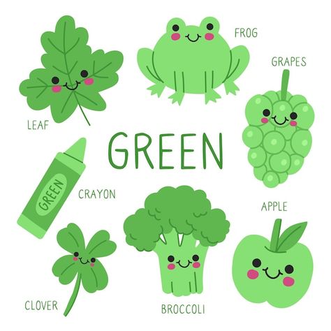 Things That Are Green Preschool, Green Objects For Kids, Things That Are Green, Green Preschool Activities, Kindergarden Activities English, Learning Colors Activities, Learn Colors For Kids, Preschool Color Activities, Color Worksheets For Preschool