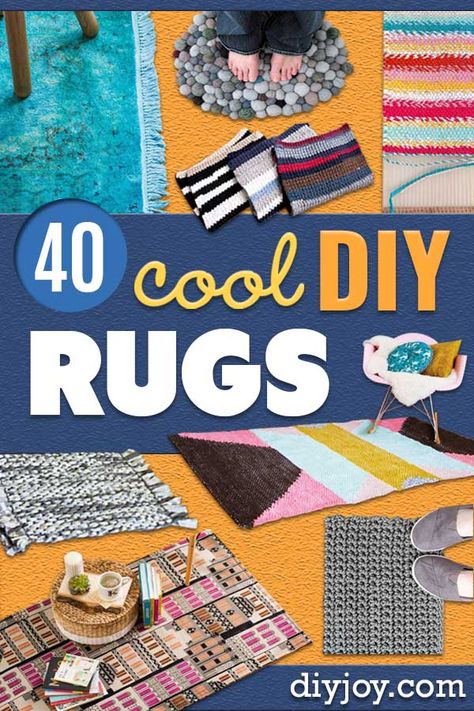 DIY Rugs - Ideas for An Easy Handmade Rug for Living Room, Bedroom, Kitchen Mat and Cheap Area Rugs You Can Make - Stencil Art Tutorial, Painting Tips, Fabric, Yarn, Old Denim Jeans, Rope, Tshirt, Pom Pom, Fur, Crochet, Woven and Outdoor Projects - Large and Small Carpet Round Rag Rug Diy, Diy Wool Rug, Diy Rugs Easy Large Living Room, Diy Fabric Rug, Diy Runner Rug, Yarn Rug Diy, Diy Pompom Rug, Fabric Rug Diy, Diy Rugs Easy Large