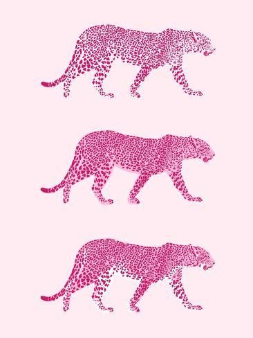 size: 12x9in Art Print: Jaguar Trio by Lucca Sheppard : Preppy Art Prints Pink, Preppy Pink Widgets Lighting Bolt, Wall Art Cheetah, Pink Animal Print Wall, Baby Pink Dalmation Print, Hot Pink Wall Art Prints, Blush Leopard Wallpaper, Preppy Pink Leopard Wallpaper, Animal Pink Print