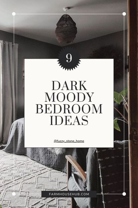 Dark Moody Bedroom Ideas Dark Bedrooms Modern, Black Color Bedroom Ideas, Dark Moody Bedroom Ideas Modern, Moody Charcoal Bedroom, Iron Ore Bedroom Ideas, Dark Wallpaper Bedroom Design, Moody Basement Bedroom, Masculine Dark Bedroom, Dark Moody Bedroom Aesthetic