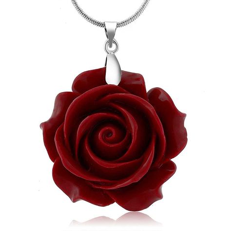 Rose Pendant, Rose Jewelry, Rose Necklace, Flower Pendant Necklace, Pendant Design, Gem Stone, Red Coral, Flower Jewellery, Flower Pendant