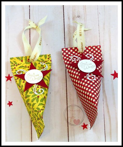 Stampingwithamore: SIMPLE STAMPING AND PAPER CRAFTS EASY CHRISTMAS SO... Paper Treat Holders, Diy Small Paper Boxes Easy, Paper Crafts Simple, Quick Easy Crafts, Origami Candy, Treat Boxes Diy, Paper Crafts Easy, Halloween Diy Paper, Christmas Treats Holders