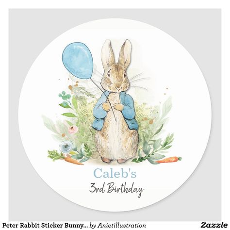 Peter Rabbit Sticker Bunny Birthday Boy Spring Peter The Rabbit, Rabbit Watercolor, Rabbit Sticker, Baby Shower Chocolate, Peter Rabbit Birthday, Peter Rabbit Party, Rabbit Birthday, Peter Rabbit And Friends, Bunny Boy