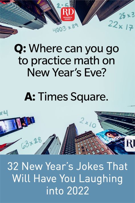 Goodbye, 2021. Hello, 2022! Kick off the year with a laugh (or two) by telling these hilarious New Year's jokes. #funnyjokes #Newyear2022 New Year Jokes Funny, New Years Jokes, New Year Jokes, Clever Jokes, Puns Quotes, New Years Traditions, Funny New Year, Dad Jokes Funny, Work Jokes