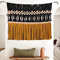 Check this out! Specific Aesthetic, Wall Headboard, Nursery Christmas, Boho Wedding Backdrop, Kitchen Boho, Bedroom Birthday, Black Macrame, Macrame Wall Decor, Gallery Wall Living Room