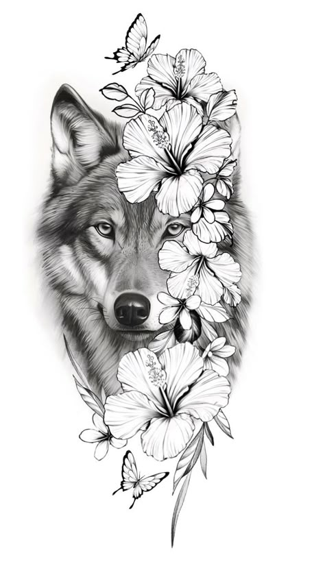 Thigh Piece Tattoos, Wolf Tattoos For Women, Wolf Tattoo Sleeve, Hip Thigh Tattoos, Small Girly Tattoos, Feminine Tattoo Sleeves, Cross Tattoos For Women, Tattoos For Women Half Sleeve, Hip Tattoos Women