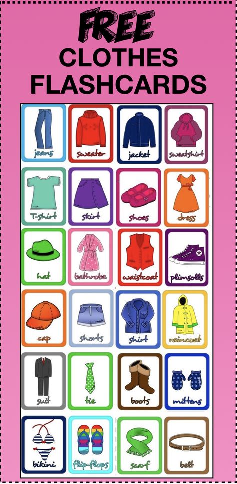 Clothes Memory Game, Clothes Flashcards Free Printable, Preschool Clothes Study, Rainy Season Clothes, Esol Activities, Clothes Flashcards, Clothes Worksheet, Clothes Study, Clothing Study