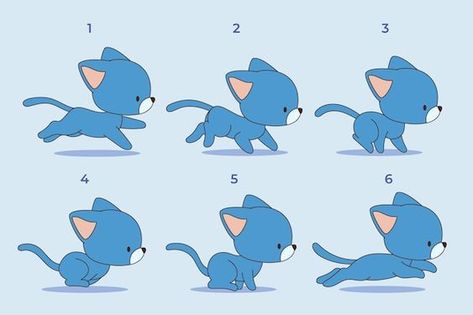 Free vector hand drawn animation frames ... | Free Vector #Freepik #freevector #animation-sequence #animation-frames #sprite-sheets #animation-sprite Cat Sprite Sheet, Animation Frames Reference, Beginner Animation Ideas, 2 D Animation, Art Animation Drawing, Animation Portfolio Ideas, Anime Animation Frames, Animation Reference Step By Step, 2d Animation Styles