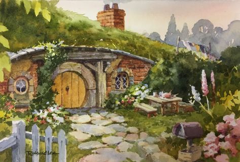 Long was the way that fate them bore... Shire Nursery, Hobbit Painting, Hobbit Artwork, Casa Do Hobbit, Hobbiton New Zealand, Hobbit Holes, Hobbit Door, Casa Hobbit, Hobbit Houses