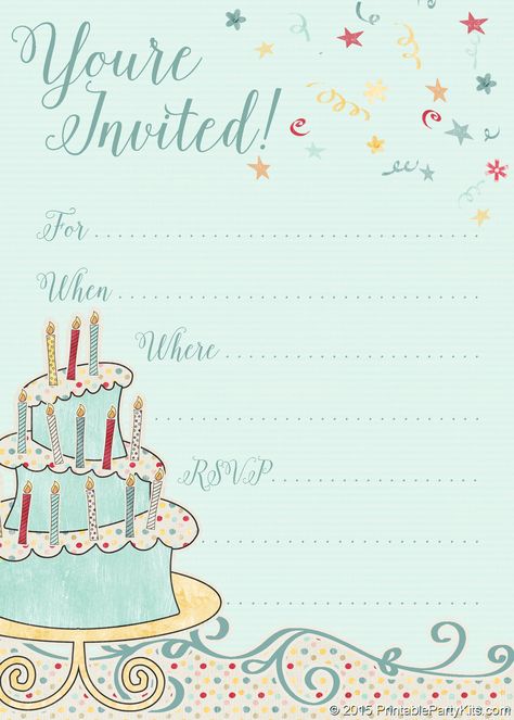 FREE Printable Birthday Party Invitation | This cute sage-colored invitation features a whimsical birthday cake. It's playful enough for a child's birthday party but sophisticated enough for an adult's. #BirthdayInvitation #PrintableBirthdayInvitation #BirthdayInvite #FREEPrintableBirthdayInvitation #CarlaChadwick Online Birthday Invitations, Whimsical Birthday, Printable Party Invitations, Princess Invitation, Birthday Invitation Card Template, Invitation Card Birthday, Girl Birthday Party Invitations, Free Printable Birthday Invitations, Birthday Invitation Card