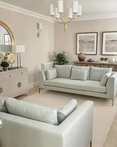 Farrow And Ball Paint Colors, Ammonite Farrow And Ball, Farrow And Ball Bedroom, Gray Interior Design, Farrow And Ball Living Room, Living Room Paint Ideas, Pastel Interior Design, Room Paint Ideas, Pink Living Room Decor