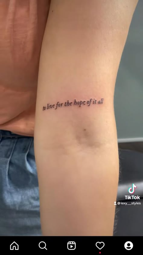 Our Song Taylor Swift Tattoo, Small Meaningful Tattoos Taylor Swift, Lover Tattoo Word Taylor Swift, Folklore Lyric Tattoo, Taylor Swift Tattoo Ideas Daylight, Simplistic Taylor Swift Tattoos, For The Hope Of It All Tattoo Taylor Swift, Taylor Swift Inspired Tattoo Ivy, Stick And Poke Tattoo Taylor Swift