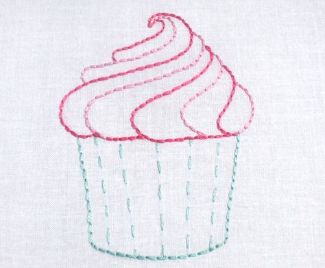 Cupcake Embroidery, Shadow Embroidery, Cupcake 1, Cross Stitch Kitchen, Machine Pattern, Free Tea, Embroidery Flowers Pattern, Simple Embroidery, Embroidery Patterns Free