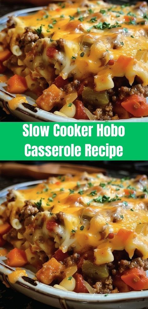 Slow Cooker Hobo Casserole Recipe Ingredients: 1 Pound Ground Beef Or Ground Sausage  2 Cups Diced Potatoes Hobo Casserole, Ground Beef Crockpot Recipes, Slow Cooker Ground Beef, Slow Cooker Casserole, Slow Cooker Dinner Recipes, Ground Beef Casserole Recipes, Easy Crockpot Dinners, Beef Casserole Recipes, Ground Sausage